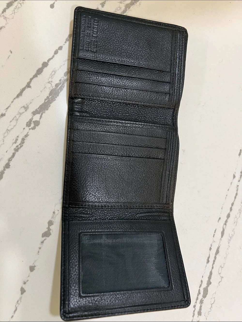 Giudi Made in Italy Genuine Leather Black Men's Trifold Wallet - Embossed Logo